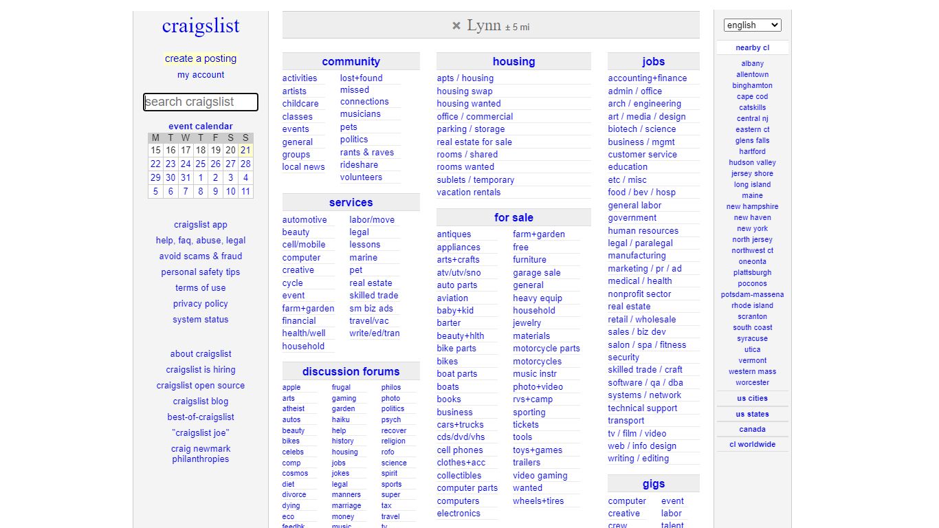 craigslist: Lynn jobs, apartments, for sale, services, community, and ...