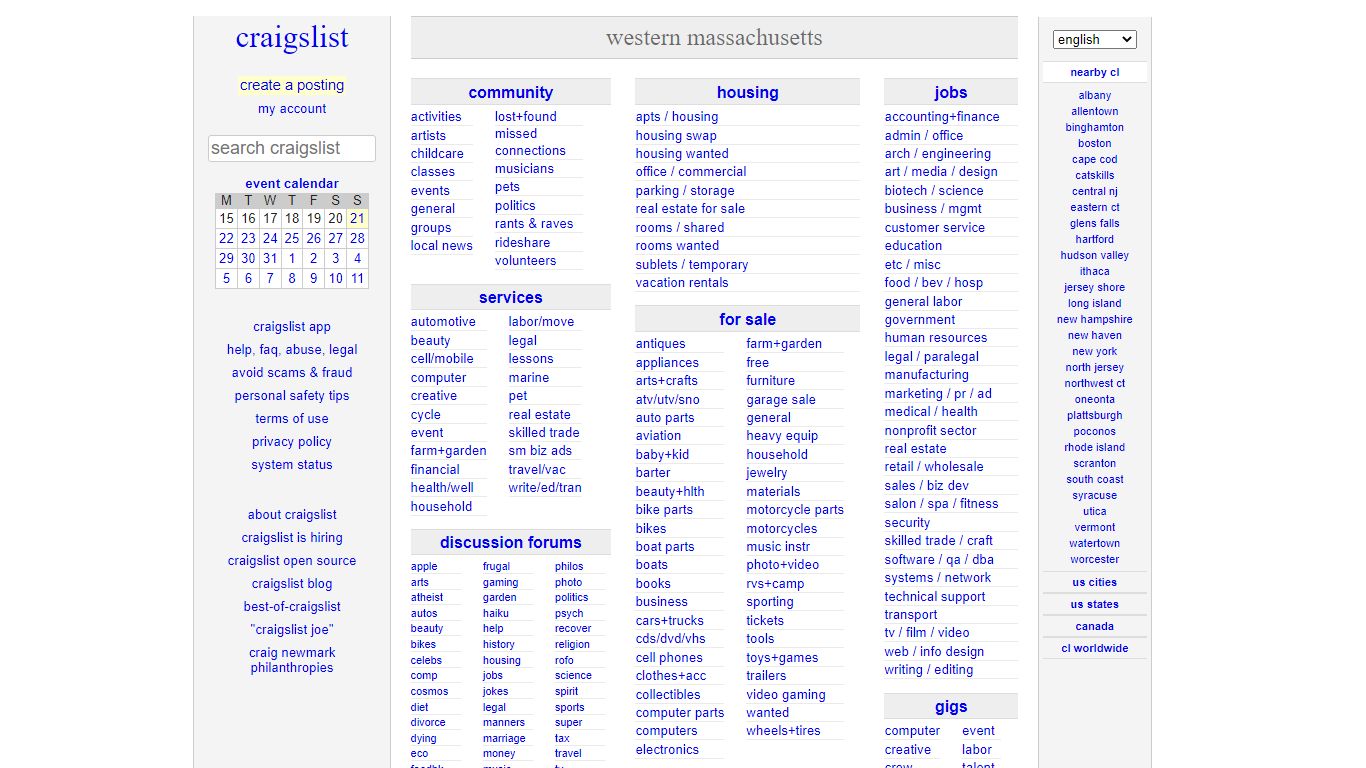 craigslist: western mass jobs, apartments, for sale, services ...